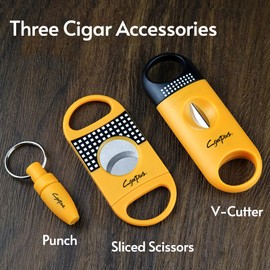 Cgaplus V-Cut Cigar Cutter Double Blade Cigar Guillotine Pack of 3 Yellow