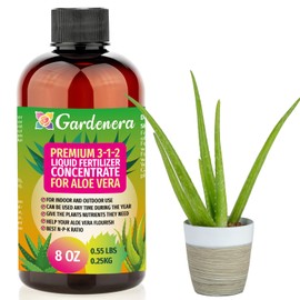 Premium Liquid Aloe Vera Plant Fertilizer - 3-1-2 Concentrate for Indoor Plants and Flowers by Gardenera | Organic Plant Food for Aloe Vera Plants - 8oz