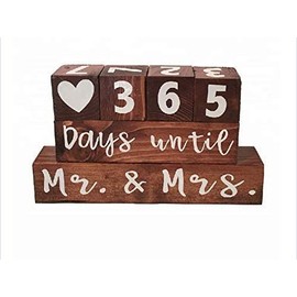 Wooden Block Wedding Day Countdown Calendar, Mr. & Mrs. Days Until, Years Since, Numbered Blocks, Engagement Gift, Wedding Congratulations, Bridal Shower, Newlyweds, Wedding Gift for Couple