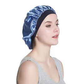 Alnorm Women's Turban Satin Beanie Sleep Night Cap Blue