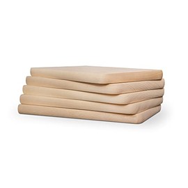 Breakfast Board Set of 5 Natural Beech Untreated Wooden Board Kitchen Board Bread Kitchen Utensils Approx. 24 x 14 x 1.5 cm Chopping Board Reversible Chopping Board