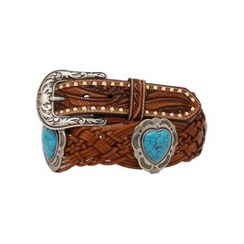 Angel Ranch Western Belt Womens Heart Concho Braided L Tan D140002408