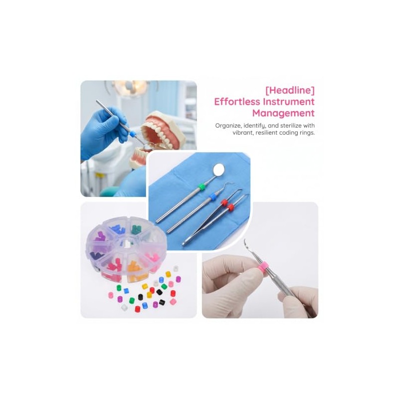 Healifty 160 anillos de código dental de silicona para instrumentos,