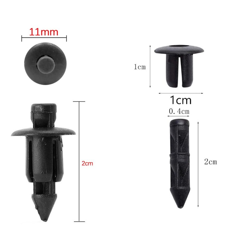 HEJINYUN Push Rivet Clips Rivets Plastic Black (6mm 50pcs) Fastener