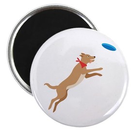 CafePress Frisbee Pup Magnets 2.25" Round Magnet (10 pack)