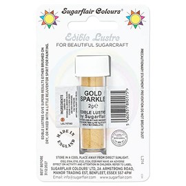 Sugarflair Gold Sparkle Edible Lustre Dust (E171 Free), Add a Lustrous Shine to Cakes or Decorations. Brush On or Add Rejuvenator to Create Eye-Catching Edible Paint- 2g