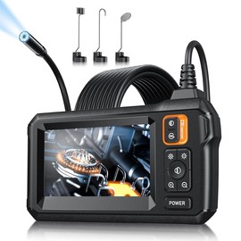 Camera with Light - Inspection Borescope Camera with 4.3" IPS Screen, 1920P HD Snake Camera with 8 LED Lights, 16.4FT Semi-Rigid Cord Bore Scope, IP67 Waterproof Endoscope for Sewer(Orange) - Color: Green