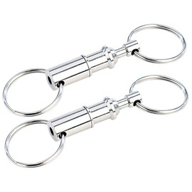 Semptec Urban Survival Technology Key Rings: Set of 2 Metal Key Rings with Quick Easyclip Mechanism (Flexible Keyring, Easy Clip Keychain), silver