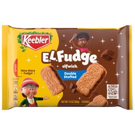 Keebler E.L. Fudge Double Stuffed Elfwich Cookies, Sandwich Cookies Stuffed with Crème Filling, 13 oz