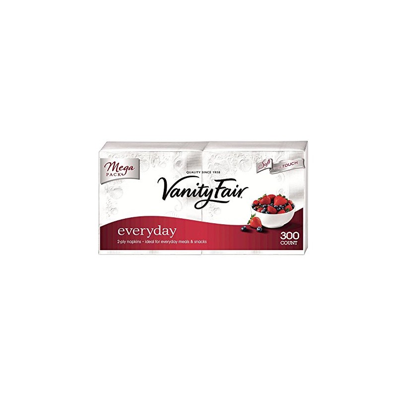 Vanity Fair Everyday Napkins, 2-Ply, 300 Count (Pack of 8)