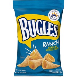 BUGLES RANCH NATURALLY FLAVORED 3 oz / 85 g (6 in a Box) Crispy Corn Snacks