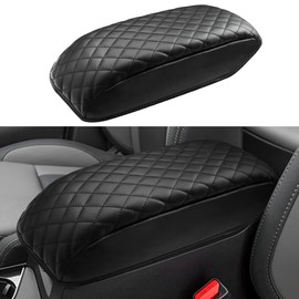 INTGET Center Console Cover for 2025 2026 Subaru Ascent Accessories 2019-2024 2020 2021 2022 2023 Car Leather Middle Armrest Arm Rest Box Lid Seat Cover Protector(Black with Cushion, 2019+)