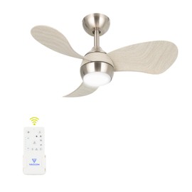 FANSHAIN Ceiling Fan with Light for Bedroom: 30 Inch Small Quiet Ceiling Fan with Remote Control - 6 Speeds and 3CCT - DC Motor Reversible - Indoor Outdoor Use - 3 Blades Gray