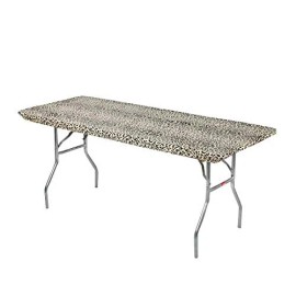 Kwik-Covers Leopard Fitted Table Covers Pack of 5 for 6ft Banquet Tables with Adhesive St...