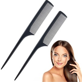 Jessie's Wig 1 Pack Rat Tail Combs for Women Fine Tooth Comb Parting Tip Carbon Fiber Root Teasing Anti Static Heat Resistant