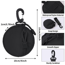 2 Pack Coin Purse, Round Coin Bag with Zipper and Carabiner, Mini Backpack Style Key Chain Coin Pouch, Tactical Pouches Small Cash Bag for Women Man