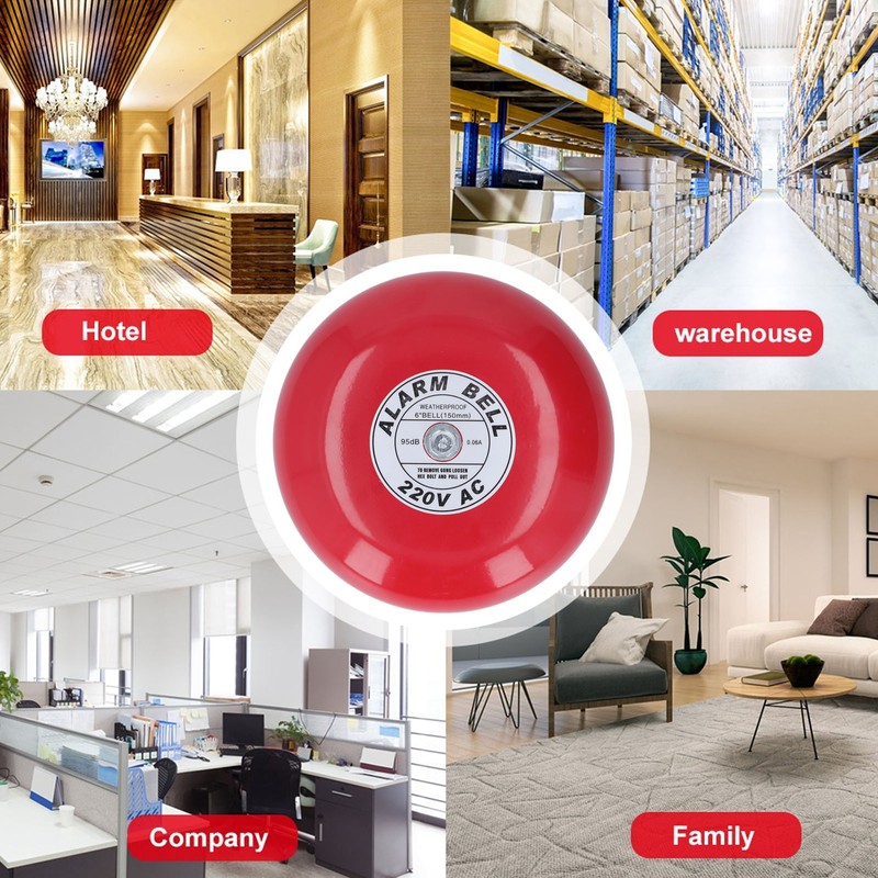 Fire Alarm Bell Electric Metal Round 6in 95db 220V Accessory