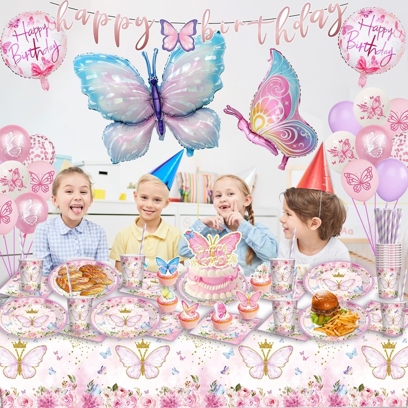 Butterfly Party Tableware Set, Butterfly Birthday Party Tableware (All)