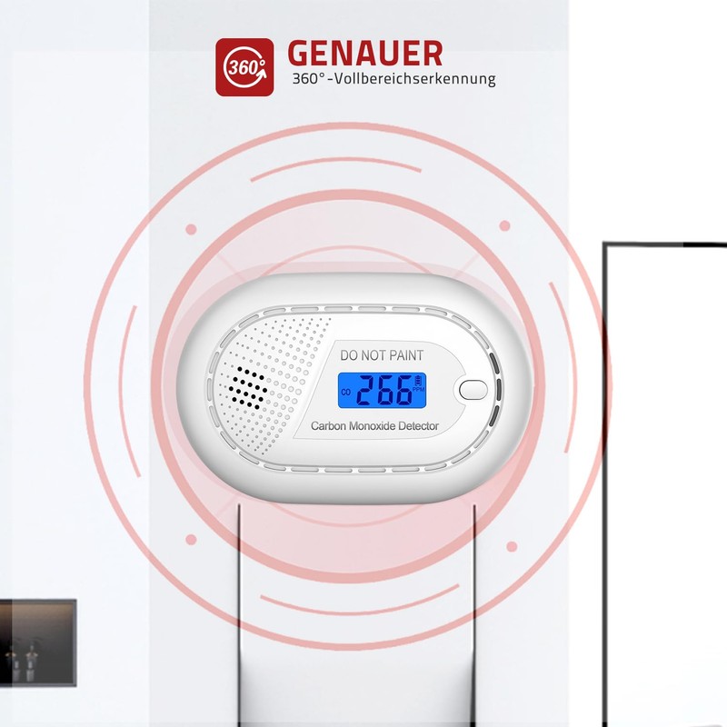 Runidur Carbon Monoxide Detector Portable 10 Year Service Life, Co