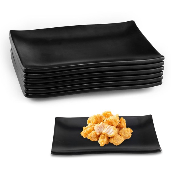 imposyu Set of 6 Serving Plates, Small Dessert Plates, Black