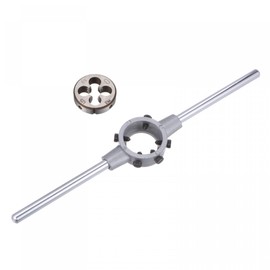 sourcing map Die Stock Handle Wrench Set, M12 x 1.25 Threading Round Die and 38mm (Fit M12-M16 Dies) Holder Adjustable Wrench Hand Tool