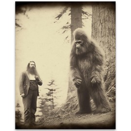 Hanging With Bigfoot 11x14 Unframed Print –Vintage-Style Bigfoot Photograph, Old-Timey Cryptid Lore, Mystery & Folklore Art for Paranormal Fans, Sasquatch Memorabilia, Rustic Cabin & Woodland Décor