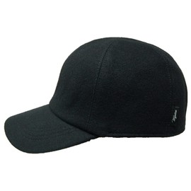 Wigens Kent 100% Wool Baseball Cap with Earflaps Black