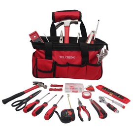 TOLCHENO Basic Tool Kit for Home- Mini Tool kit for Dorm,Apartment,New Home,Essential Tools with Tool Bag,Perfect for Home repair and DIY (120PCS)