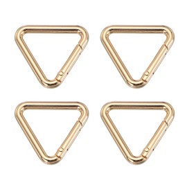 PATIKIL 1.26" Triangle Ring Buckle, 4 Pack Metal Spring Snap Clip Jump Rings Trigger Keychain Belt Fastener Connectors for DIY Purses Handbag Strap Clasp, Gold