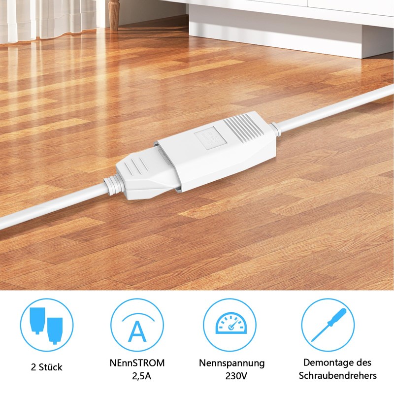 VIEVRE 2 pieces Euro coupling flat, coupling 230 V, Euro