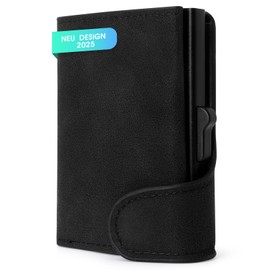 Men's Magnetic Slim Wallet, RFlD Protection & Viewing Window, Leather Wallet for Cards & Cash, black, Modern