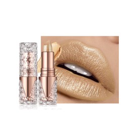 Glitter Metallic Shimmer Gold Lipstick Long Lasting,Diamond High Impact Nude Red Metallic Matte Liquid Lipstick Transfer Proof Non-Stick Lip Gloss,Full Coverage Lip Color Lip Stick Makeup for Women-01