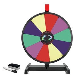 Hooomyai 15 inch Tabletop Spinning Prize Wheel 10 Slots with Durable Base Stand Spin Wheel for Prizes Classroom Game Spinner Wheel with Dry Erase Markers and Eraser for Carnival Trade Show Party
