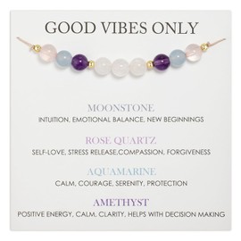 MUNSKT Mum To Be Gift, White Marble Bracelet, Adjustable Crystal Amethyst Bracelet for Women, Pregnancy Gifts for Mums to Be, One Size Fits All, Artificial Crystal