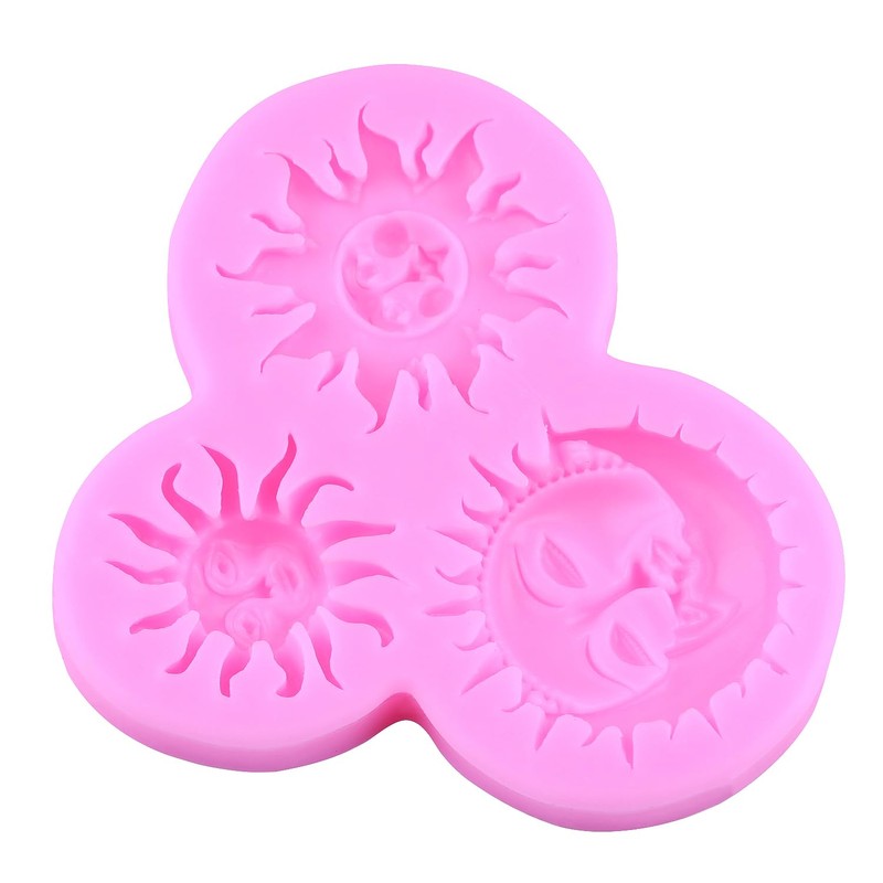 MIYAHOUSE Sun Moon Face Fondant Mold Sun Face Star Silicone