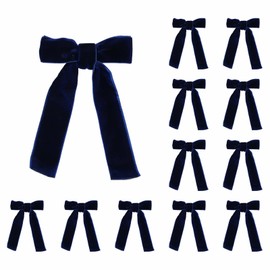 Meseey 12 Pcs Velvet Bows with Twist Tie 3.5 Inch Pre-Tied Vintage Christmas Velvet Ribbon Bows for Treat Bags Gift Wrapping Basket Wedding Baby Shower Brithday Party (Navy Blue, 3.5Inch)