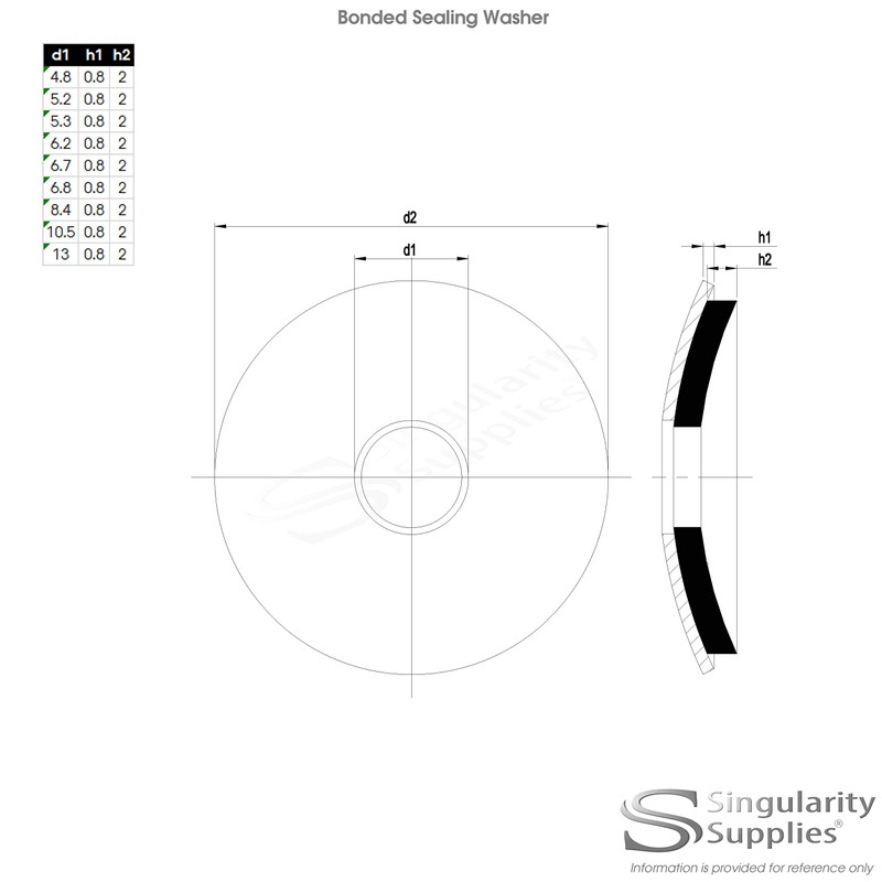D6.7 (6.7mm x 25mm) Sealing Washer (Grey EPDM) - Stainless