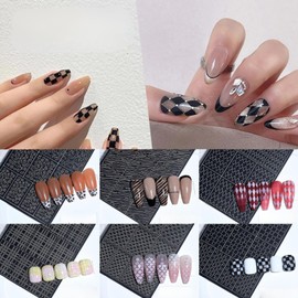 6 Sheets Airbrush Nail Stickers Nail Stencils, Butterfly Flower Moon Star Heart Cross Animal Print Geometric Shapes French Nail Decals Printing Template Stencil Tool DIY Nail Art Decorations (B)