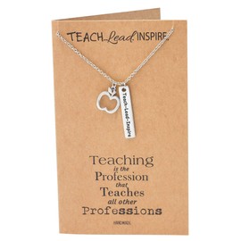 quan jewelry Gifts for Women Teacher's Day Bar Necklace, Teacher Appreciation Gifts with Inspirational Quotes on Greeting Card