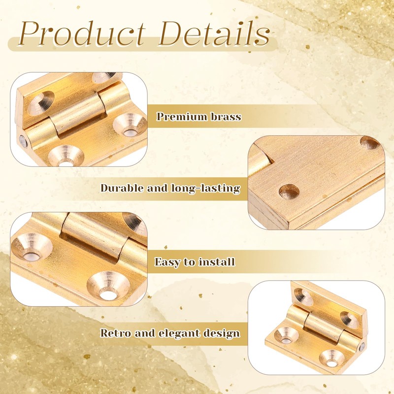 2Pcs Mini Solid Brass Hinges 90 Degree Jewelry Box Hinges