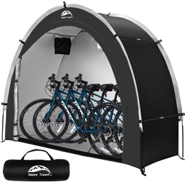 Happy Travel Bike Storage Shed Tent,Outdoor Portable Bicycle Storage Sheds with 210D Oxford Fabric PU4000 Waterproof for 2/3/4/6/8 Bikes,Bike Covers Shelter for Motorcycle,Garden Tools,Toys,Lawn Mower