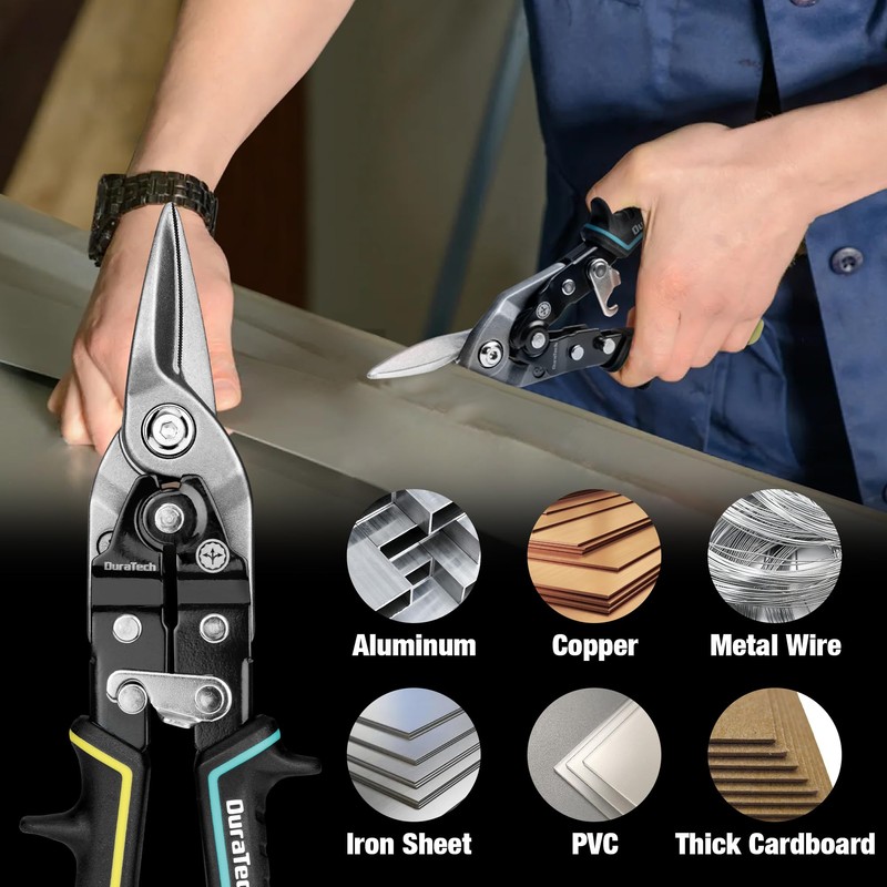 DURATECH 10 Inch Aviation Snips | Straight Cut Tin Snips