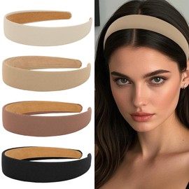 Norbiarz 4pcs Wide Headbands Twill Headdresses Hair Accessories Headbands for Women Non Slip Headband Girls Fashion Cute Head Bands for Women's Hair Tiaras