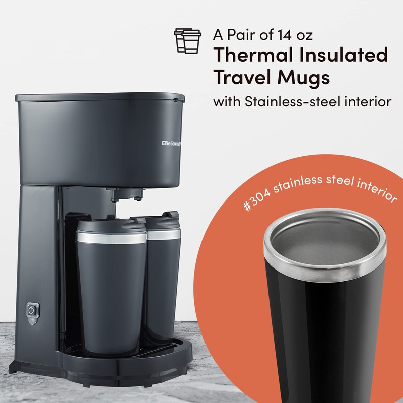 Elite Gourmet EHC116 Dual Drip Double Coffee Maker Brewer Includes