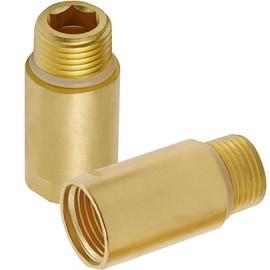 (2 pcs) Upgrade Brass Pipe Plumbing Adapter with Rubber O-ring, 1/2" NPT Male x 1/2" NPT Female Pipe Fitting Coupler, Seamless and Leakproof (1.5" Length)