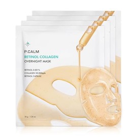 P.CALM Mascarilla de colágeno con retinol para la noche, hidrogel hidratante para el cuidado de las arrugas, cuidado después del sol, brillo nocturno 