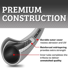 Flexzilla Colors Garden Hose 5/8 in. x 100 ft., Lightweight All-Weather Water Hose, Durable and Flexible, Leak-Free Connections, Slate Gray