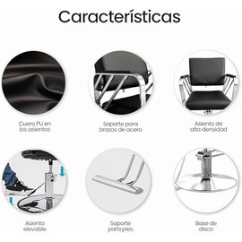 Raganet Silla Hidráulica Profesional Barbería Salón Belleza Base Metálica Redonda Ajustable Tapizado Acolchado Diseño Ergonómico Estilistas Plateado