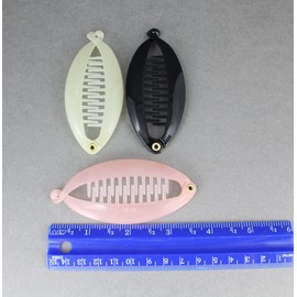 3 banana combs Cream Pink Black set pack 3 small hair clips comb plastic 3.75 inches long tip to tip