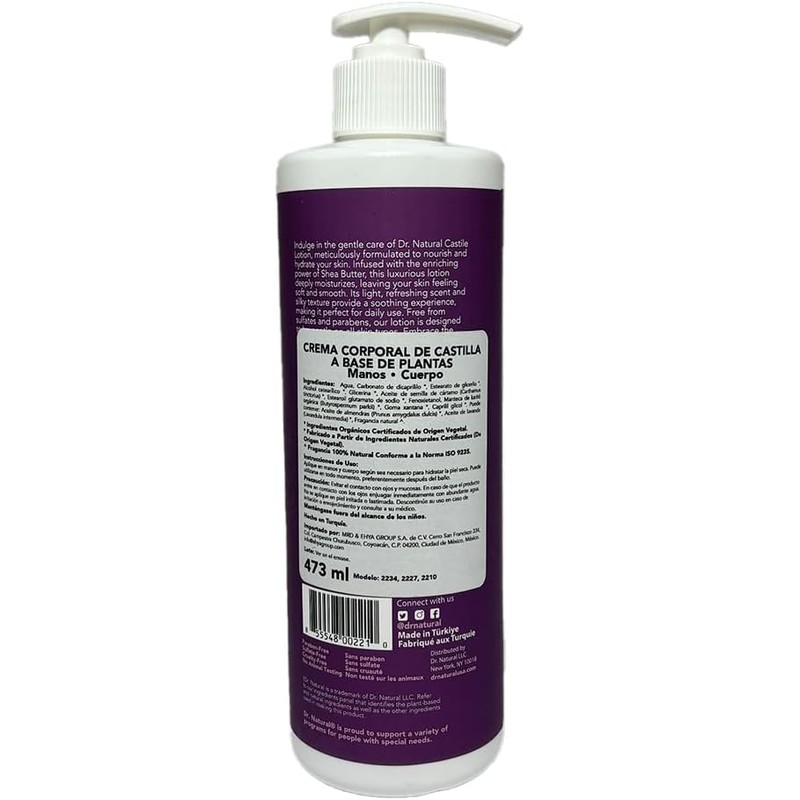 Castile Body Lotion - Lavender by Dr. Natural for Unisex